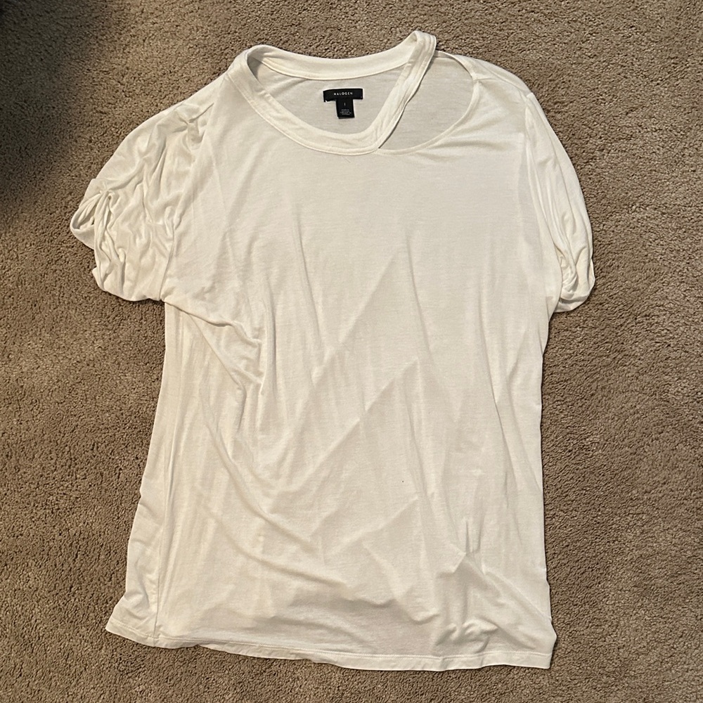 Halogen Women's Ivory Short Sleeve Crewneck Tee